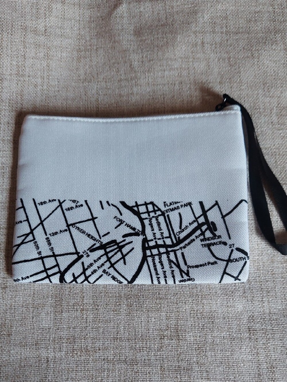STATE White Canvas Wristlet with Black Map Print - Picture 2 of 3